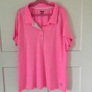 FILA SPORT PINK POLO SHIRT Ladies 100% Polyester Golf/Tennis